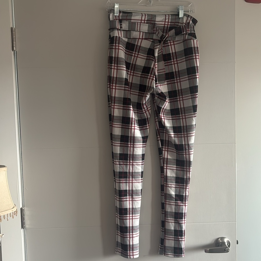 Shosho Red and Black Plaid Skirt with Belt